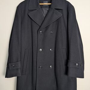 Boss hugo boss Men's black pea coat wool blend jacket size 50 - L